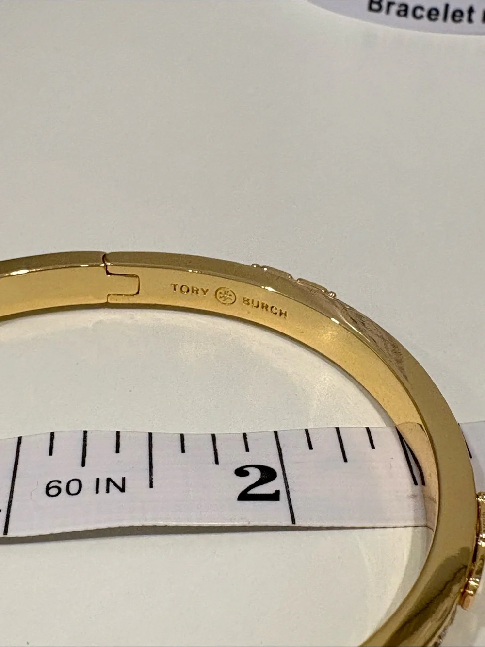 Tory Burch Gold and Crystal Pavé Logo Hinge Bracelet